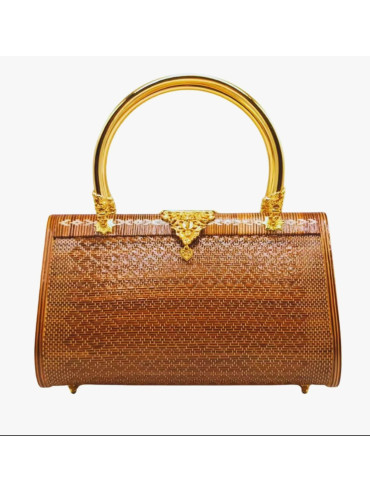 brown, gold handle