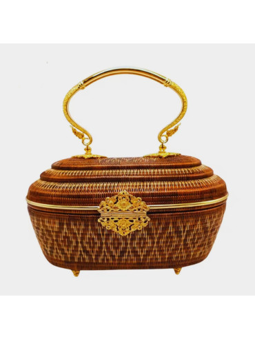 Vintage boho Lipao woven handbags double-flapbags handmade thai traditional craft collection Vintage boho Lipao woven handbags double-flapbags handmade thai traditional craft collection