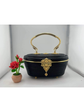 vintage Lipao dark black handbag Natural handmade design exclusive thai royal