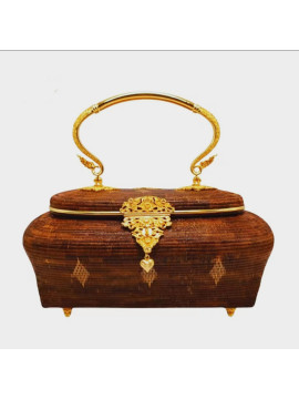 vintage lipao bag brown square nutural handmade thai premium