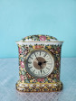 vintage porcelain clock table bone china in silk box                                                                                      