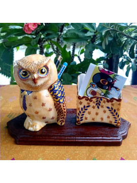 Porcelain Owl Pen Holder